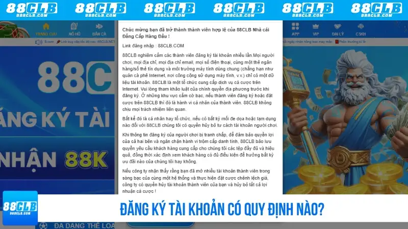 Đăng ký tài khoản có quy định nào?