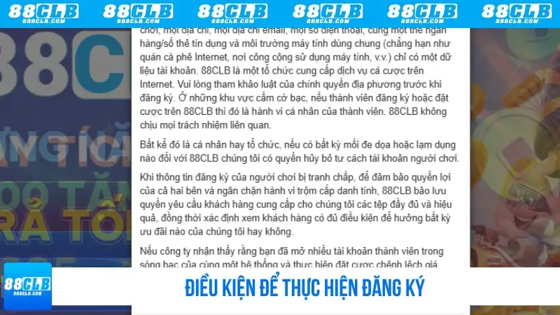 Điều kiện thực hiện đăng ký