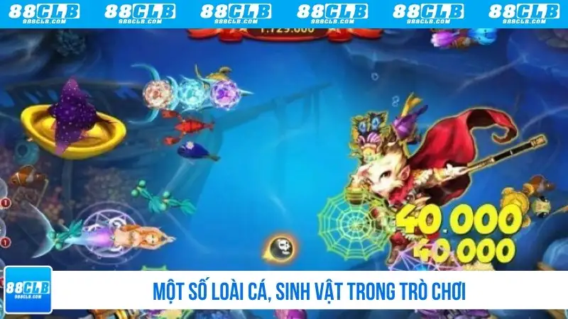 Một số loài cá, sinh vật trong trò chơi