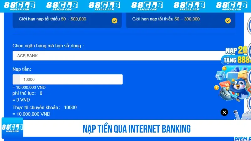 Nạp tiền qua internet banking