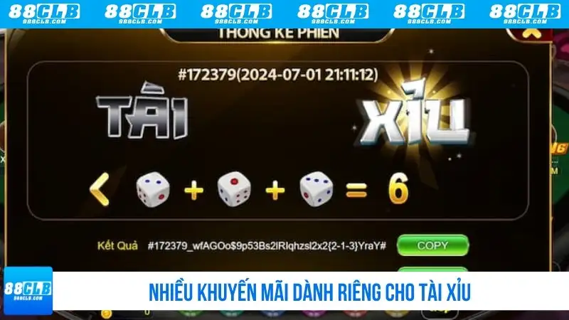 Nhiều khuyến mãi dành riêng cho Tài Xỉu